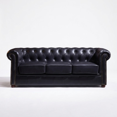 Sofá Chesterfield Sofá Tapizado Tela Cuero Conjunto Decorativo Cojines Sofás