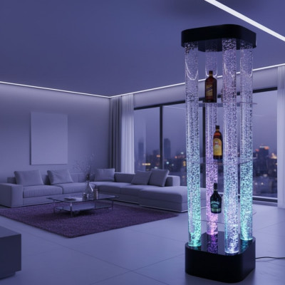 Barra de pared de agua con LED Columna de estante de agua Pilares de agua Barra de diseñador