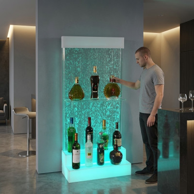 Diseñador LED Bar Estantes de pared de agua Barra Mostrador Mueble de estantería