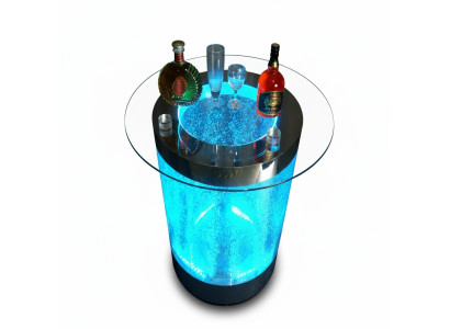 Barra LED de mesa para pared con estante de barra iluminado y mesa de centro.