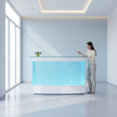 Diseño de pared de agua Barra Mostrador Columna iluminada de lujo Tablas