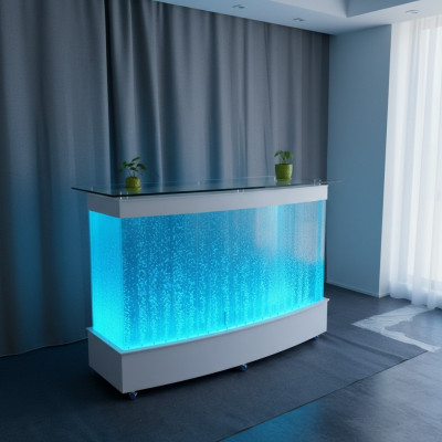 Diseño de pared de agua Barra Mostrador Columna iluminada de lujo Tablas
