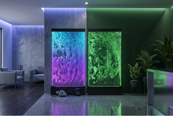 Panel de pared con burbujas de agua LED pared de agua, diseño de pared de agua.