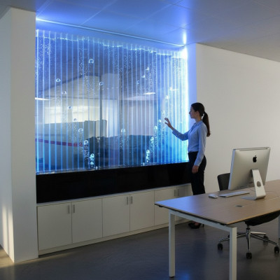 Panel de pared con burbujas de agua, fuente de agua LED, decorativa pared de agua diseñada.