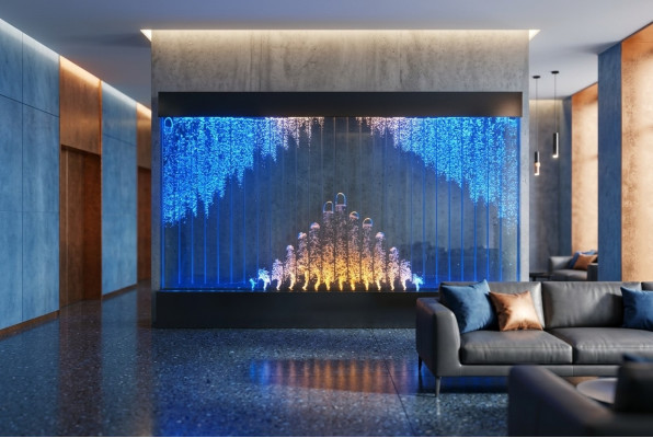 Moderno tabique de agua Paredes de agua LED Pared de agua decorativa Iluminada