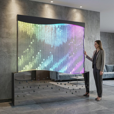 Panel de pared de burbujas de agua LED cascada de agua pared de agua de diseñador