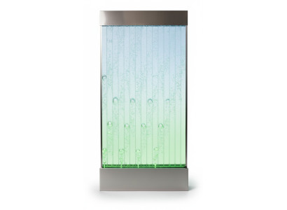 Panel de pared con burbujas de agua LED. Fuente de agua decorativa. Diseño de pared de agua.