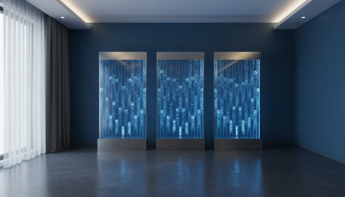 Panel de pared con luces LED de burbujas de agua Nueva fuente de agua Panel de agua diseñado Iluminado.