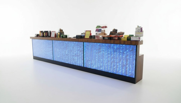 Mostrador Estante Bar Pared Columna Paredes de agua iluminadas Bar mostrador