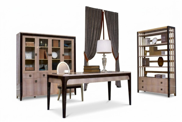 Juego de oficina conjunto muebles escritorio mesa armario estante completo 4 piezas.