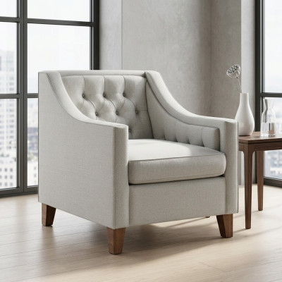 Silla 1x comedor Silla tapizada Sala de estar Tejido Asiento Sillón Chesterfield