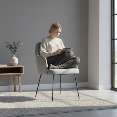 Diseño Silla Asiento Práctica Comedor Sillas Tela Textil Tapicería Espera Oficina