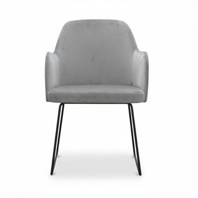 Sillones modernos de grupo de 6 sillas en gris con diseño de reposabrazos acolchado.