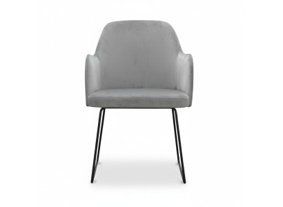 Sillones modernos de grupo de 6 sillas en gris con diseño de reposabrazos acolchado.