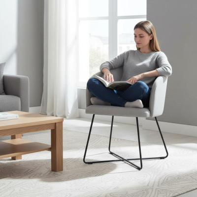 1x Silla de comedor Sillón Silla de salón Sillón reclinable Silla tapizada con