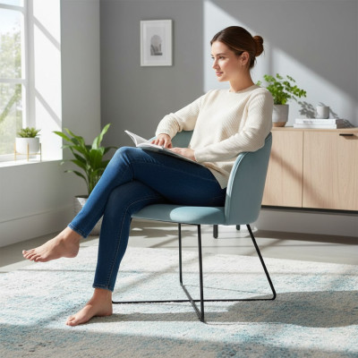 Diseño Silla Asiento Práctica Comedor Sillas Tela Textil Espera Acolchado Oficina