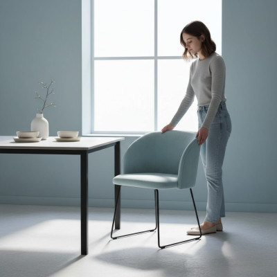 Diseño Silla de sala de espera Asiento Práctica Sillas de comedor Textil Tela Acolchado