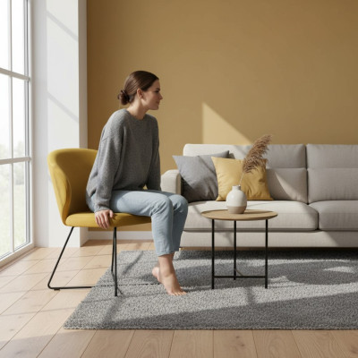 Sillas reclinables modernas Grupo de 8 sillas Juego de sillas Acolchado amarillo Reposabrazos