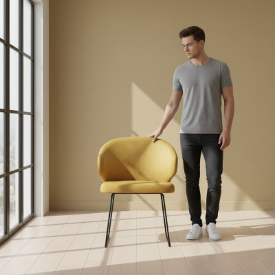 Conjunto de 8 sillas de estilo moderno con tapizado y diseño de reposabrazos.