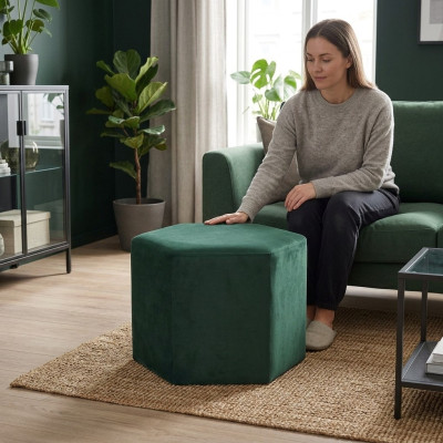 Taburete Hocker Pouf Puff Sitzpouf Textil Tela reposapiés Otomana Terciopelo