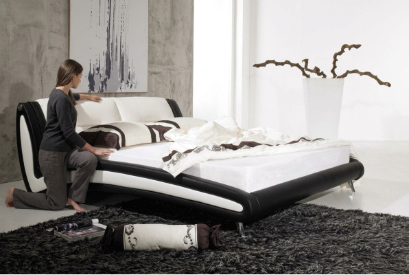 Cama de diseñador Cama matrimonial Cama doble Cama tapizada Dormitorio Cama de cuero