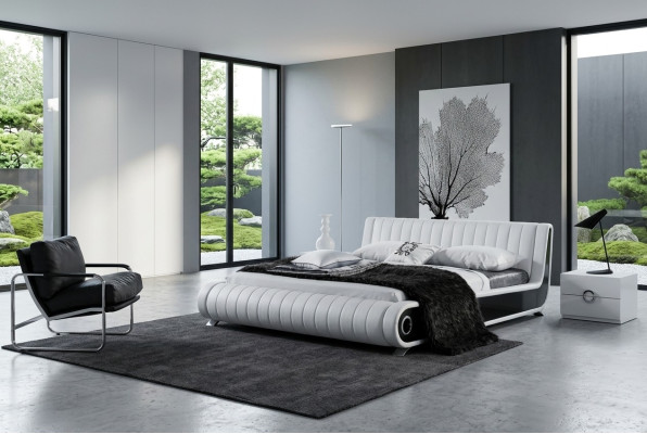 Cama de diseñador Cama matrimonial Cama tapizada Dormitorio Cama de cuero Nuevo Camas