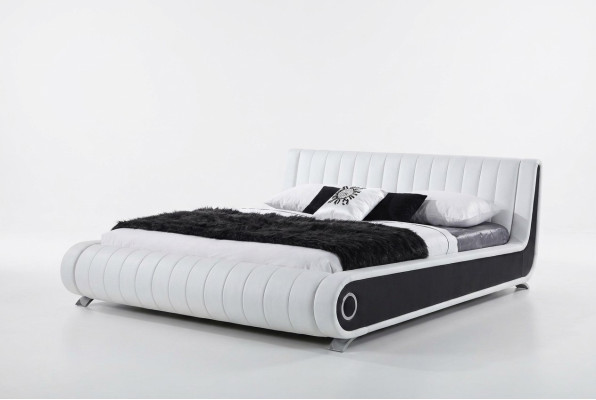 Cama de diseñador Cama matrimonial Cama tapizada Dormitorio Cama de cuero Nuevo Camas