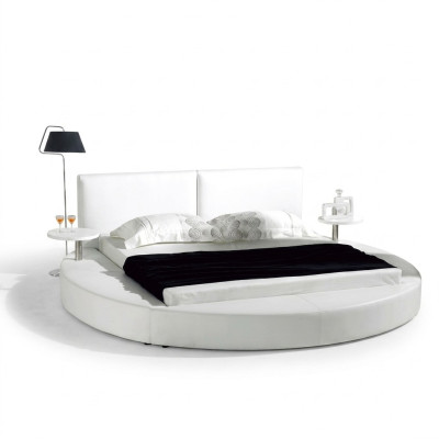 Cama redonda Diseño moderno Lujo Acolchado Camas redondas Tela Textil
