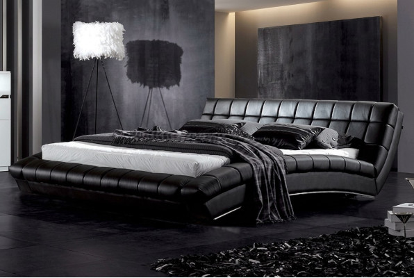 Cama camas tapicería doble matrimonial lujo cuero moderno diseñador dormitorio