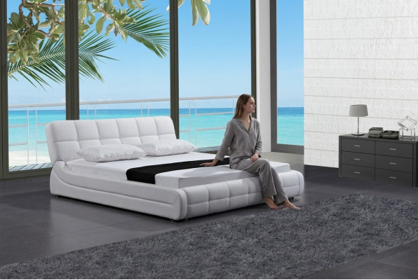 Cama moderna camas tapizadas doble matrimonio hotel lujo diseño en cuero