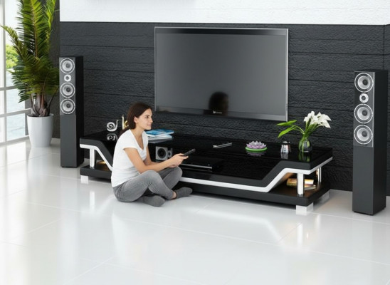 Mueble bajo de televisión RTV de diseñador, aparador, mesa baja decorativa para TV.