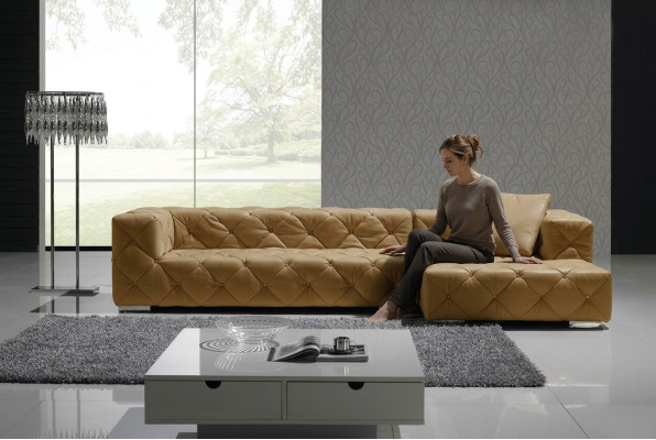 Chesterfield sofá de cuero moderno sofá de esquina de sofá en piel modular