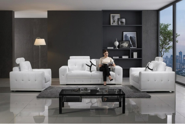 Sofá de cuero Sofá Conjunto de sofás Sofá de tres plazas Sofás Acolchado Sofá de 3 piezas Sillón