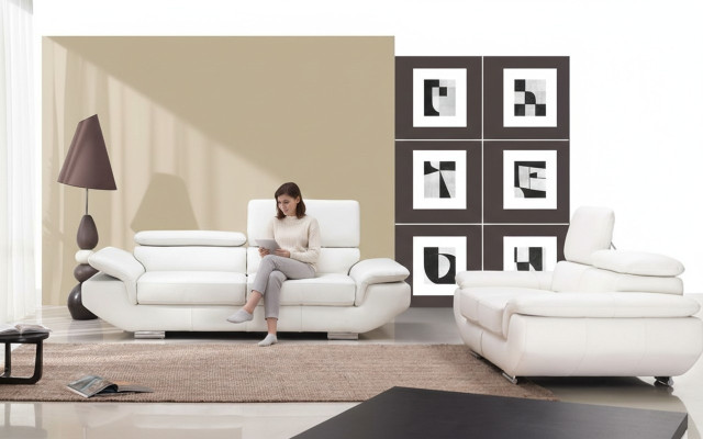 Muebles de lujo sofá conjunto de sofás de sofá de 3 + 2 sofás de cuero conjunto