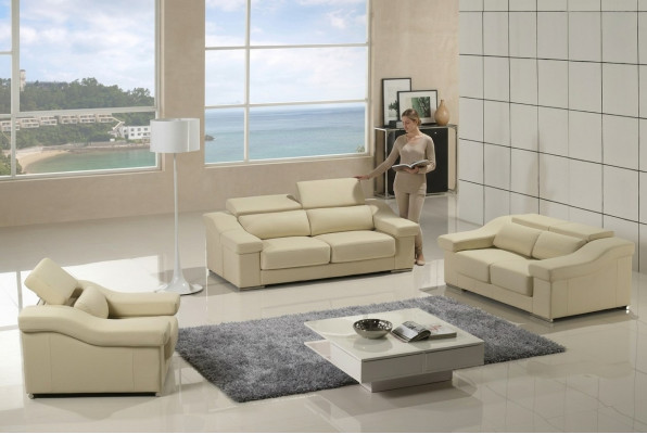 Muebles de sofá Sofá de diseño Juegos de muebles de asiento Polster 3 Plazas Conjunto de sofás de cuero