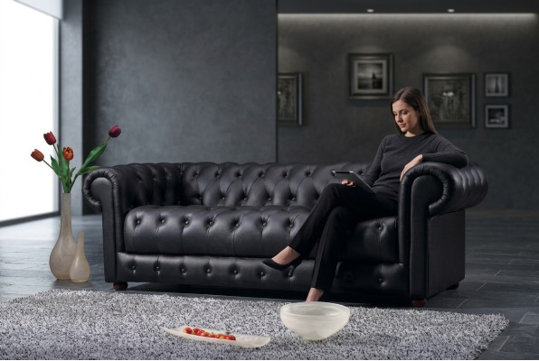 Sofás Chesterfield de cuero de 3+2 plazas, juego de sofás.