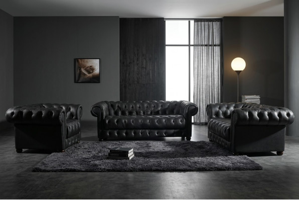 Conjunto de sofás Chesterfield 3 plazas, diseño de sofá tapizado, conjunto de sofá.