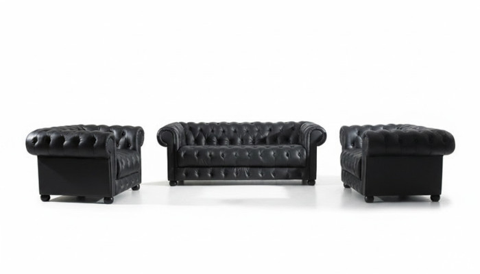 Conjunto de sofás Chesterfield 3 plazas, diseño de sofá tapizado, conjunto de sofá.