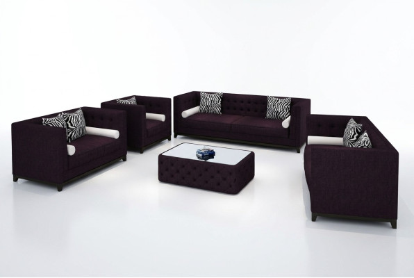 Sofá de cuero del conjunto del sofá del sofá del sofá de Sofá de cuero del conjunto de asientos de 4 piezas de sofá de sillones.
