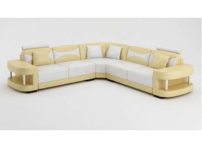 Sofá de esquina de diseño de cuero, sofá, sofá acolchado de esquina, conjunto de sala de estar.