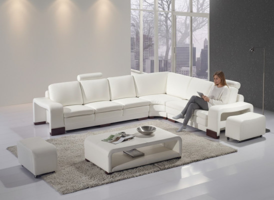 Sofá completo, conjunto moderno de sofá esquinero + taburete + mesa de centro.