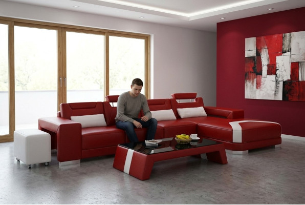 Conjunto de muebles para sala de estar, juego completo de 3 piezas. Sofá de esquina, sofá, taburete, mesa.
