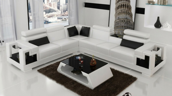 Sofá esquinero Sofá Sofá Acolchado Conjunto de sala de estar de cuero Sofá esquinero Juego de sala en forma de L Nuevo