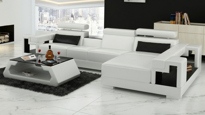 Sofá en forma de L, conjunto de tapicería, sala de estar de diseño, sofá esquinero de cuero.
