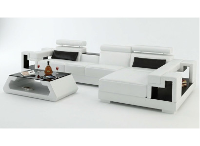 Sofá en forma de L, conjunto de tapicería, sala de estar de diseño, sofá esquinero de cuero.