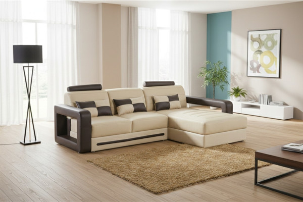 Sofá esquinero en forma de L, sofá, conjunto de tapizado, sofá de cuero para salón.