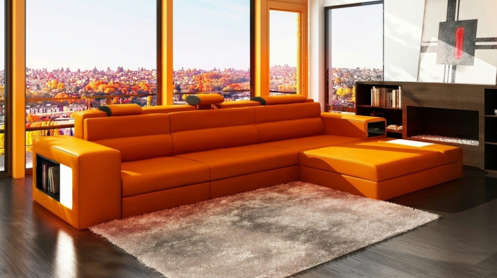 Sofá de diseñador Conjunto de sofás en forma de L con taburete Paisajes de estar Acolchados