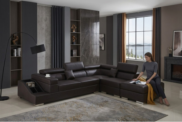 Moderno sofá en esquina con forma de L tapizado esquina sofá diseño sillas muebles.