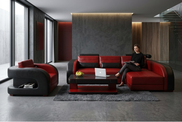 Moderno sofá esquinero en forma de L tapizado asiento rincón sofá + sillón sofás.