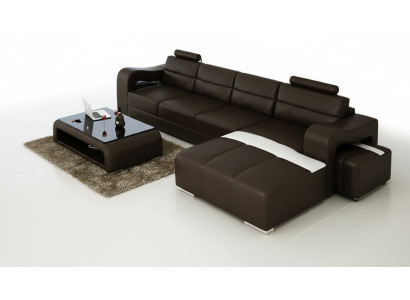 Sofá conjunto de tapizado, sofá de esquina en diseño de salón de cuero Nuevos. Forma en L.